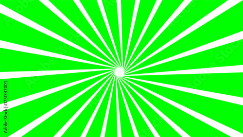 Bright green radial burst background with white rays emanating from the center. Perfect for poster design, comic style, pop art, energetic themes, and abstract graphic projects.