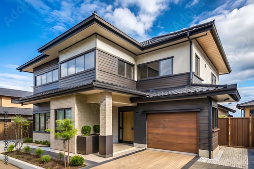 Wallpaper Mural Large house with a garage and a driveway Torontodigital.ca