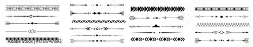 set tribal ethnic arrow dividers native indian bow boho in