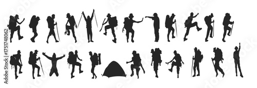 silhouette of mountain climber peak vacation camping