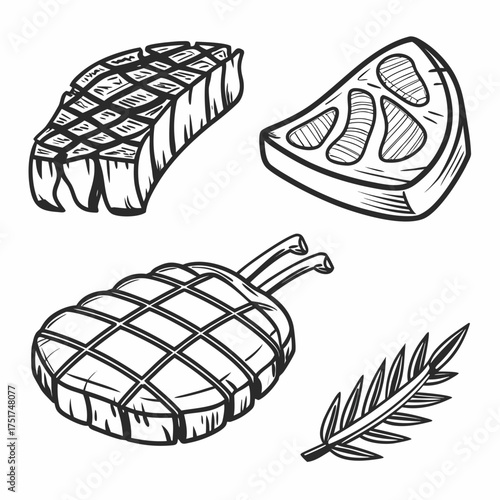 Grilled meat variety with Rosemary, showcasing a chef's selection of savory cuts for grilling perfection and culinary inspiration, ideal for food blogs