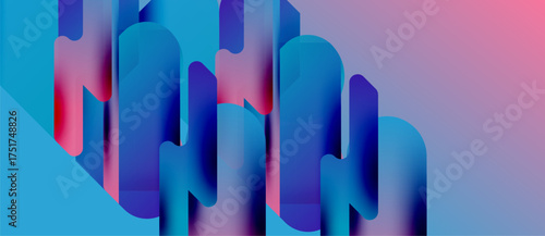 Abstract vibrant shapes blend, creating dynamic colorful background. Smooth gradients suggest movement, depth. Modern design elements present.