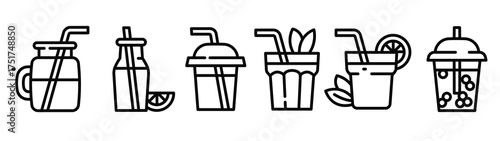 smoothie icons set outline style