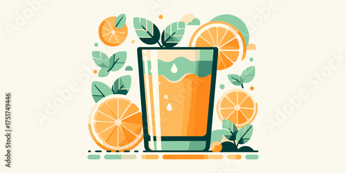 Refreshing Orange Juice Illustration A Bright and Delicious Beverage Design