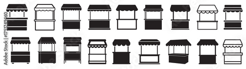 shop stand silhouette white background