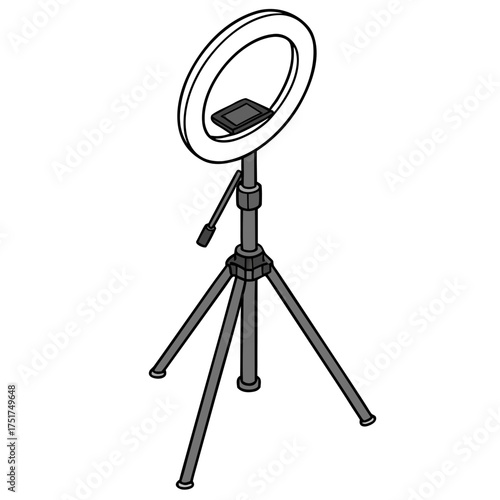 Portable ring light on tripod stand for professional videos, vlogging, streaming, and content creation enhancing your online presence with perfect lighting