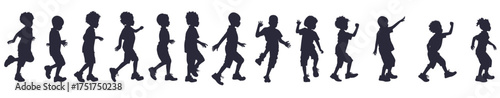  silhouettes of diverse children in various playful poses 