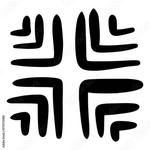 Abstract Black Geometric Shapes on White Background