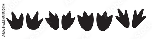 penguin footprints silhouette on white background