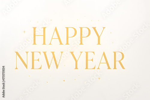 Happy New Year elegant golden text on bright subtle background