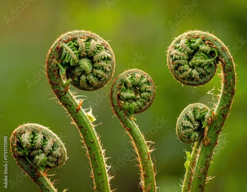 Emergent Fern Fronds in Natural Setting