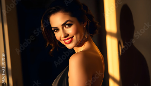 Captivating portrait of a smiling woman indoor setting photography natural light close-up