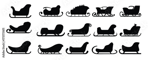 sleigh icons set cartoon style