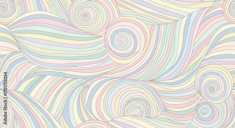 Obraz premium Pastel colored wavy lines form a soothing abstract pattern.