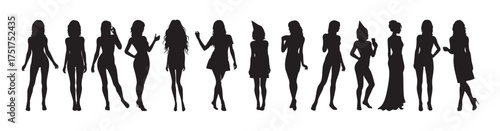 party girls silhouette white background