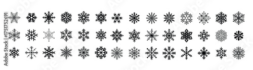 set of snowflakes icons flake crystal silhouette collection