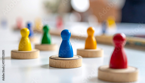 Colorful Game Pieces on White Table