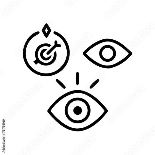 Eye vision focus on target for business goal