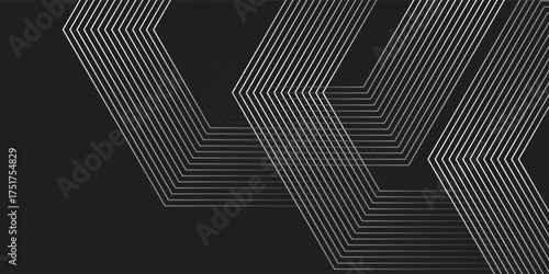 Dynamic turquoise neon hexagonal lines form a striking geometric pattern on a black background, evoking modern technology. vector illustration eps10