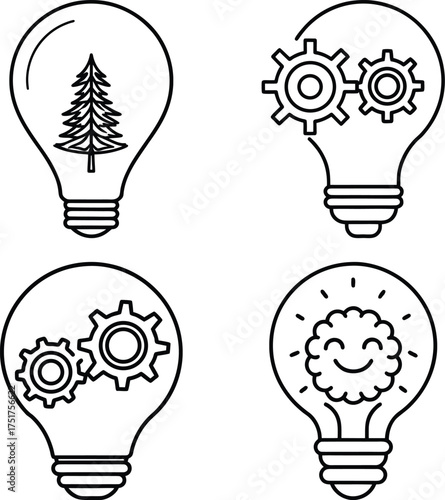 Hand holding lightbulb with small conifer tree growing inside. Eco friendly energy concept combines sustainability, environmental protection, renewable resources, green innovation, natural solutions
