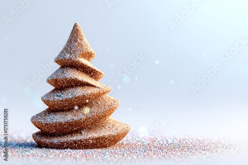Photo of a Christmas tree made from cinnamon on a light background, festive and creative holiday concept.