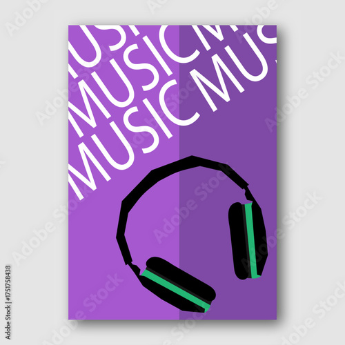 Modern Vibrant Music Flyer with Headphone Illustration