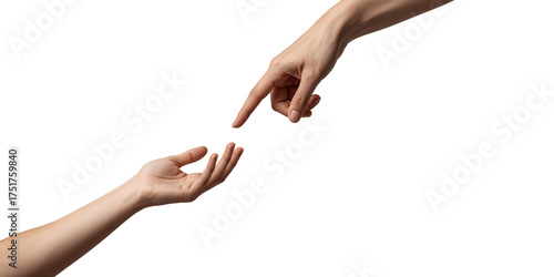 Two hands reaching out on black background