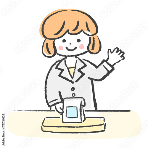 Pharmacist handing out medicine at reception
