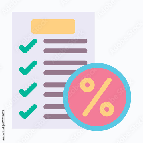 Shopping List Icon Representing Purchase Plan and Black Friday Preparation. Isolated Vector Flat Style Icon.