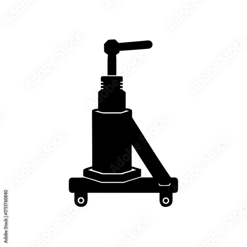 Silhouette of a hydraulic jack tool on transparent background
