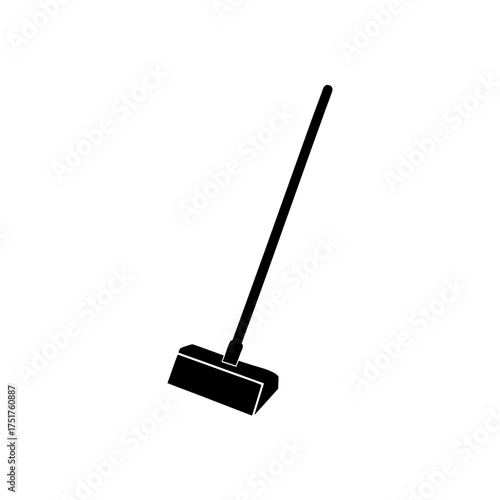 Illustration of a simple black broom on transparent background silhouette