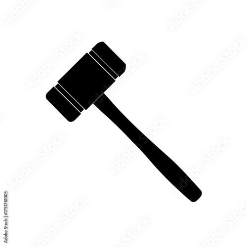Silhouette of a black court gavel on transparent background