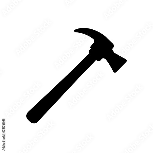 Silhouette of a claw hammer tool on transparent background