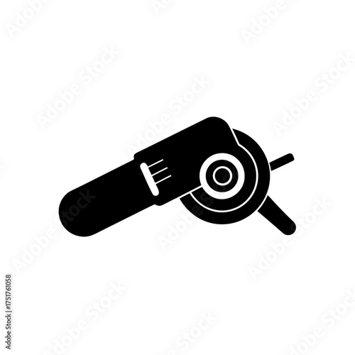 Silhouette of an angle grinder tool on transparent background