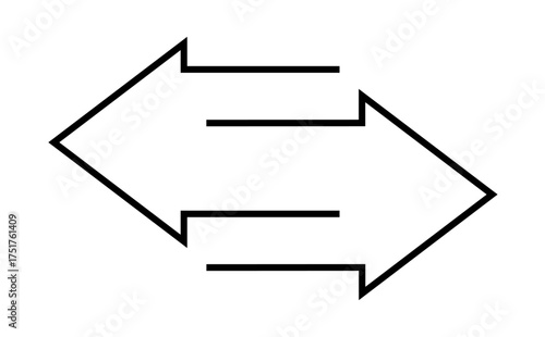 Black outline arrows pointing left and right showing exchange transfer or reverse action