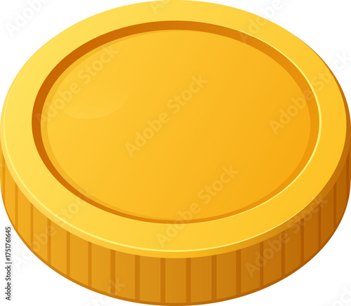 A single, shiny, gold coin on a solid black background. Represents value and finance.