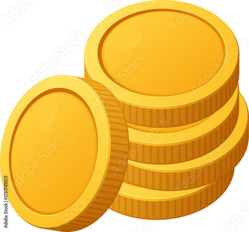 A stack of gold coins is displayed, suggesting themes of wealth, finance, and monetary success.