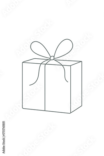 Gift box with ribbon in minimalist style for Christmas celebration  