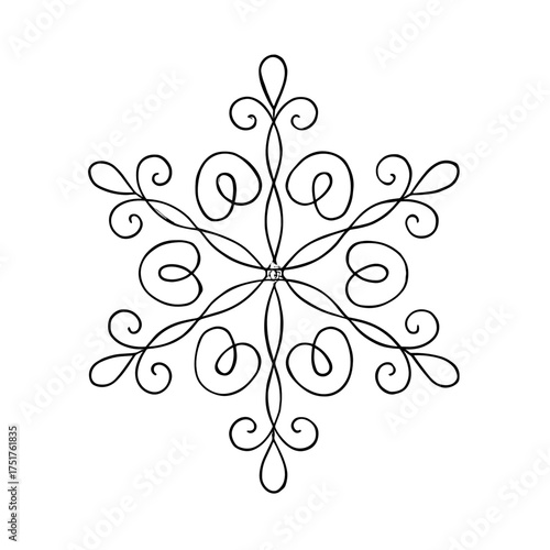 Decorative snowflake design with elegant curves for Christmas  