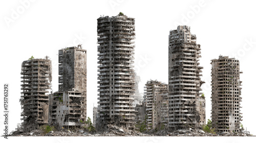 Set of Ruined Skyscrapers