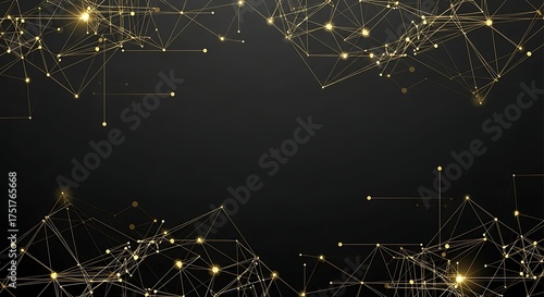 Luxury Black & Gold Abstract Background with Digital Network Lines – Modern Business & Technology Design
