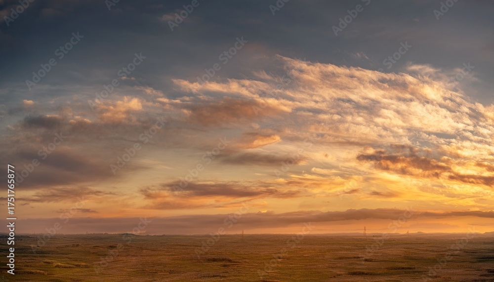 Naklejka premium Dramatic Morning Sky with Streaky Clouds at Sunrise