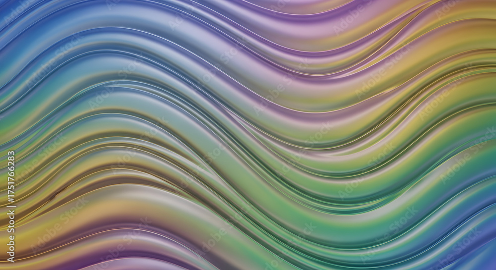 Obraz premium Abstract flowing waves of iridescent colors, creating a mesmerizing and tranquil visual experience