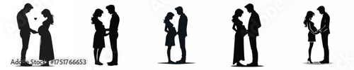 vector silhouette of husband holding hand of pregnant wife