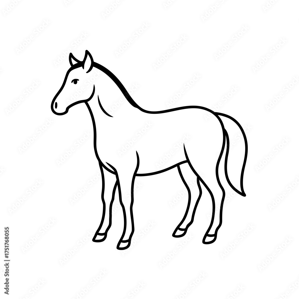 Obraz premium Horse standing in black and white on transparent background silhouette