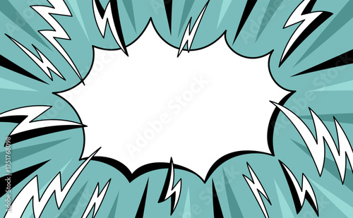 Thunderbolts frame. Comic book style border with doodle flash lightnings, funny background, cartoon energy zigzags, thunderstorm horizontal banner design, thunder elements, garish vector concept