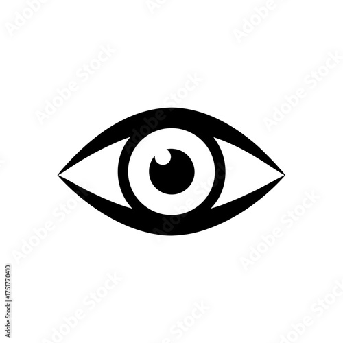 Simple eye illustration in black ink on transparent background silhouette