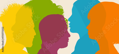 Colorful human silhouettes symbolizing diversity inclusion and unity