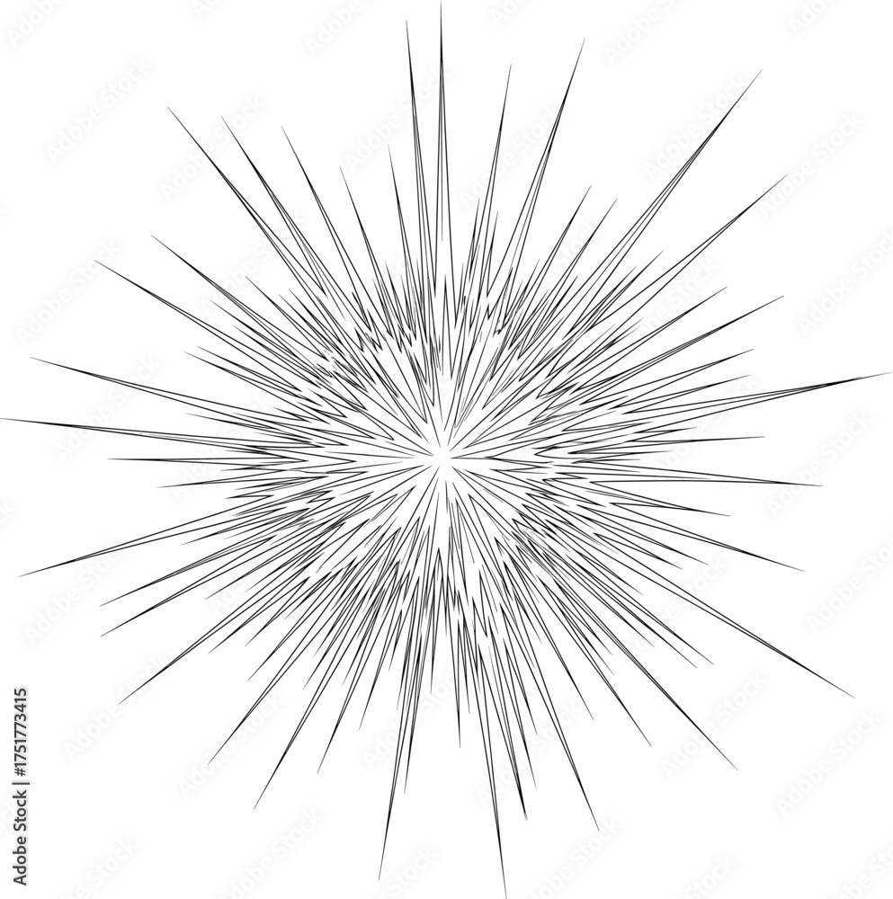 Obraz premium Abstract Starburst Vector Illustration, Geometric Radial Explosion Element, Dynamic Comic Book Style Graphic Effect.