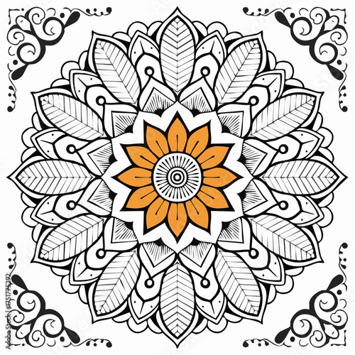 Photography Colorful floral modern mandala and flower background.